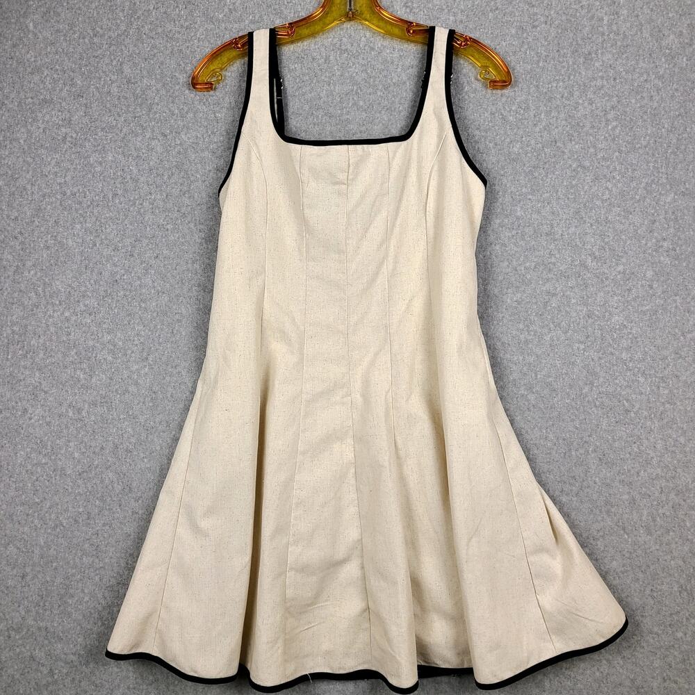 Classic Cream Mini Dress with Black Trim